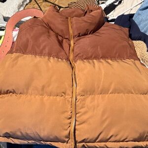 Brown and Tan Puffer Vest